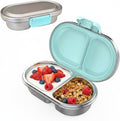 PAK-AH-BOO green stainless steel bento snack box for kids, 400ml with 2 compartments, filled with berries and granola