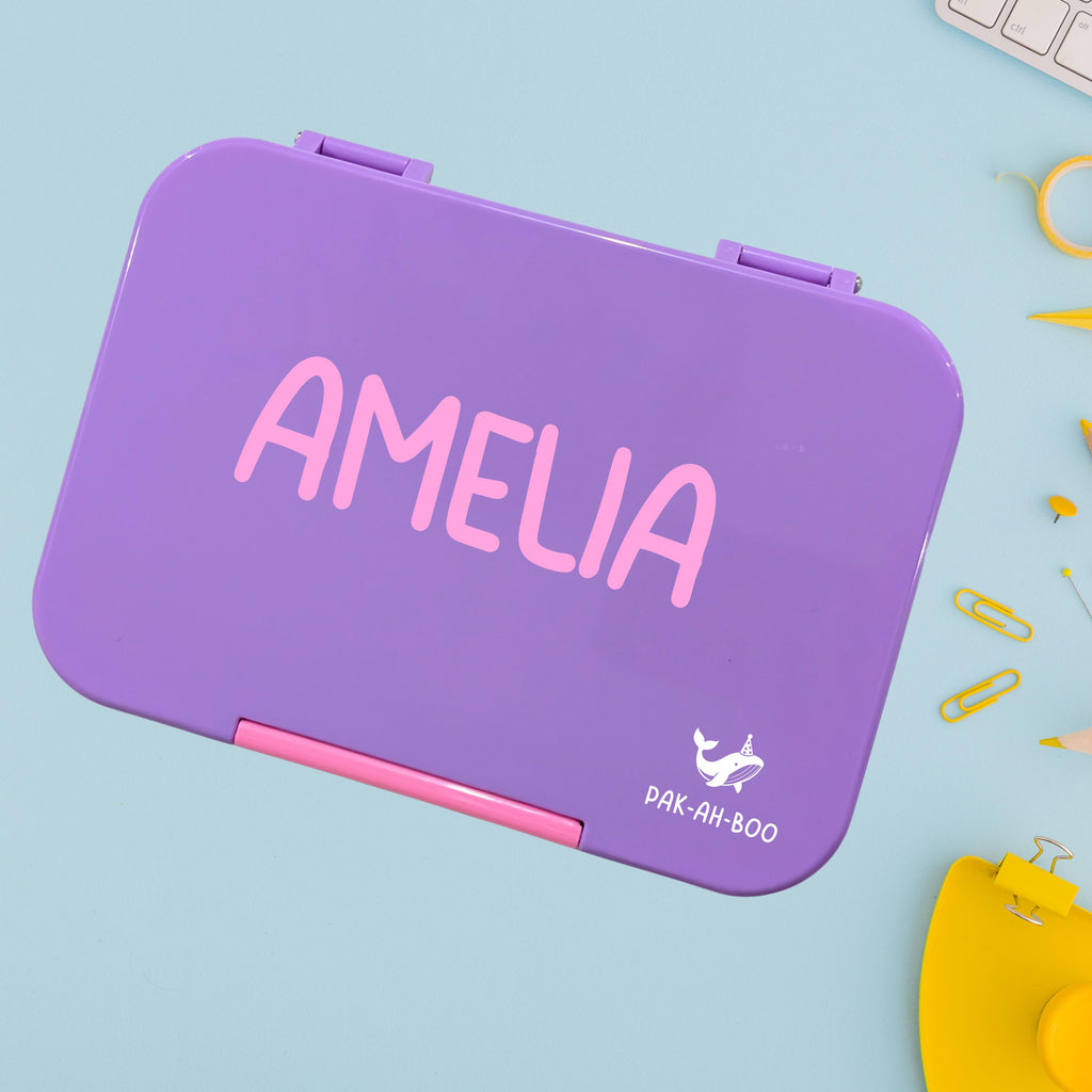 Personalized Kids Bento Box, Medium, Leakproof 4-6 Compartment TRITAN Lunch Box for School & Daycare
