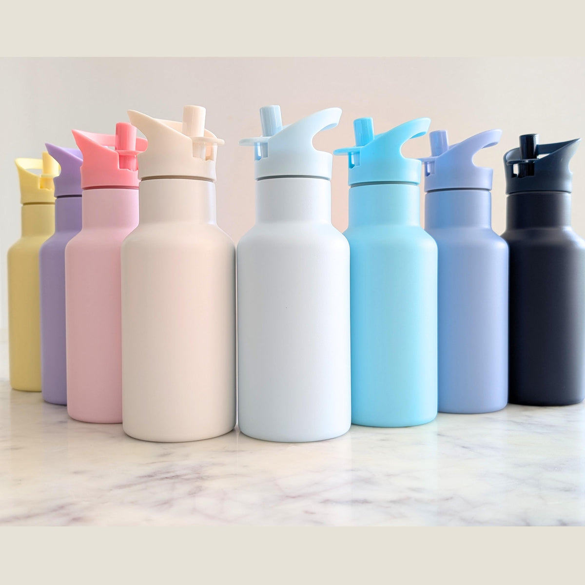 PAK-AH-BOO pastel insulated toddler water bottles with straw lid