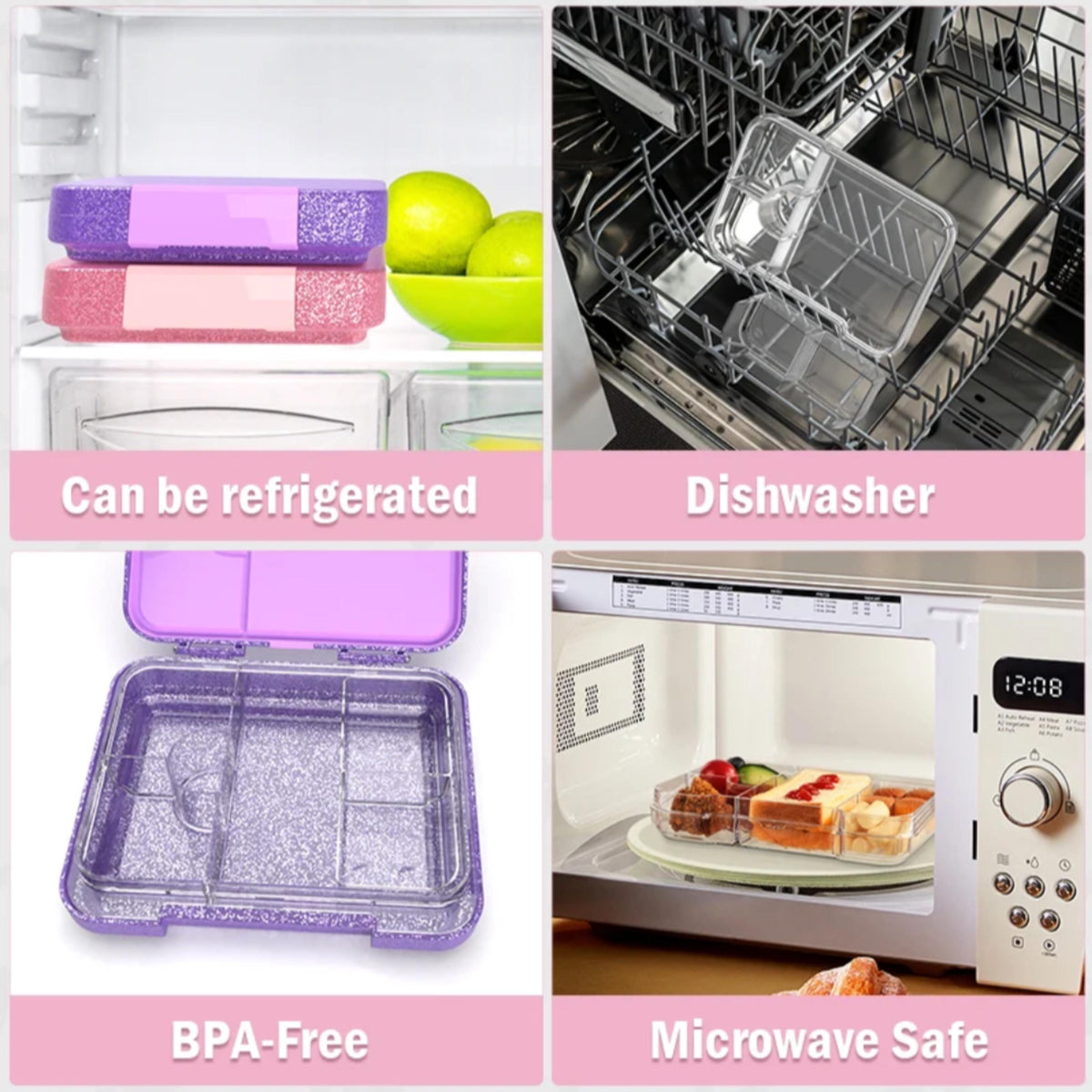 Personalized Kids Bento Box: Lion Design, Medium, Leakproof 4-6 Compartment TRITAN Lunch Box for School & Daycare