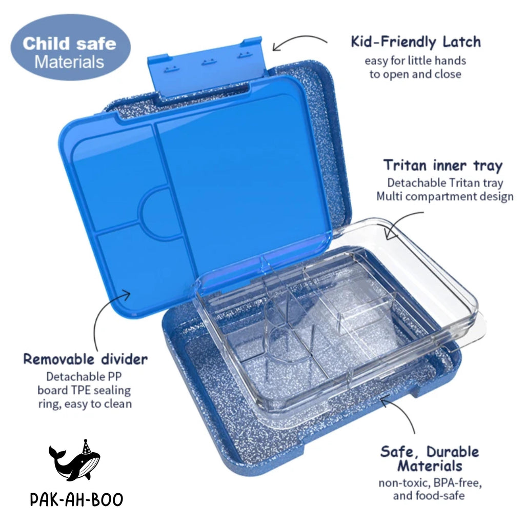 Personalized Kids Bento Box, Medium, Leakproof 4-6 Compartment TRITAN Lunch Box for School & Daycare