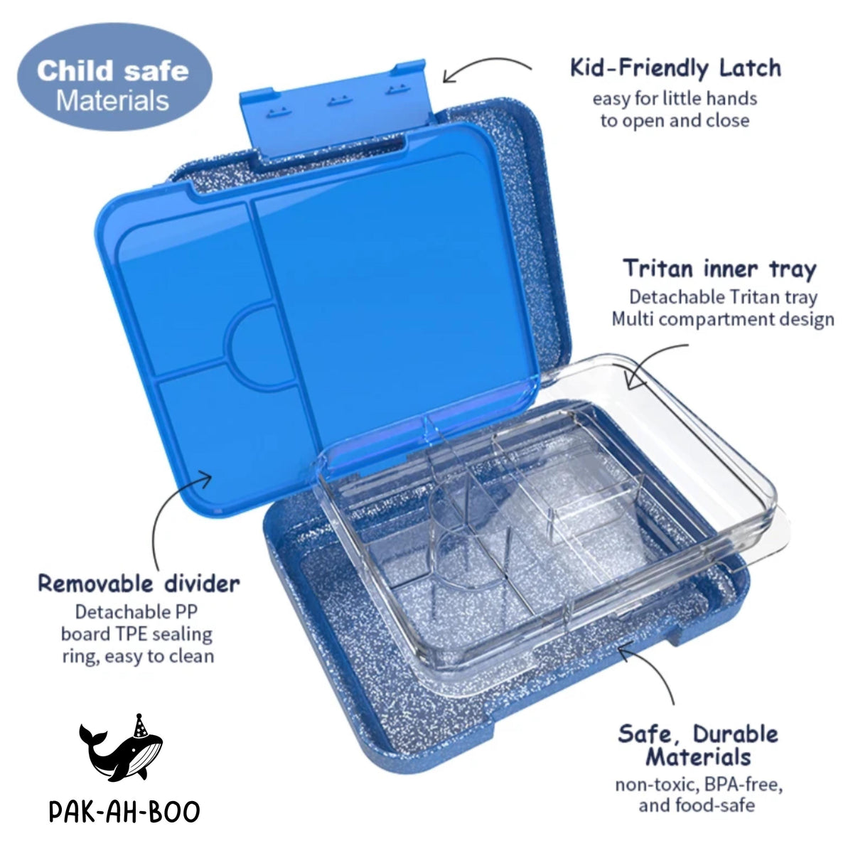 Personalized Kids Bento Box, Medium, Leakproof 4-6 Compartment TRITAN Lunch Box for School & Daycare