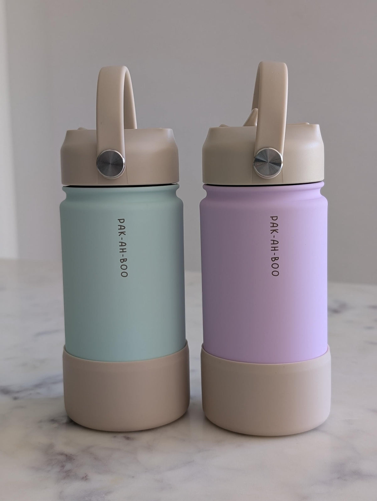PAK-AH-BOO kids sipper bottles in Mint and Lilac Purple