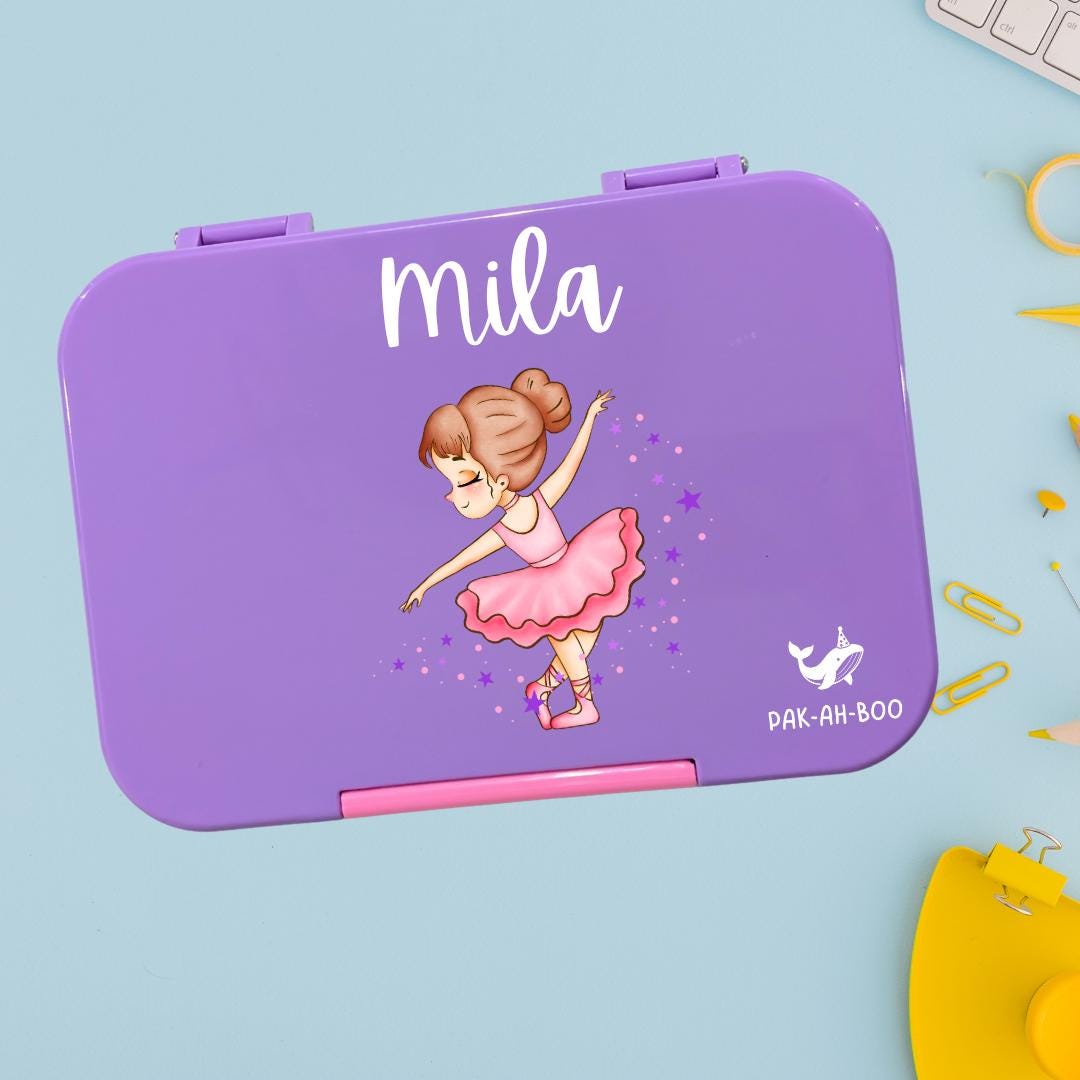 Personalised Purple Glitter Ballerina kids bento lunch box with name – PAK-AH-BOO Funbox Medium 710ml – photo 4