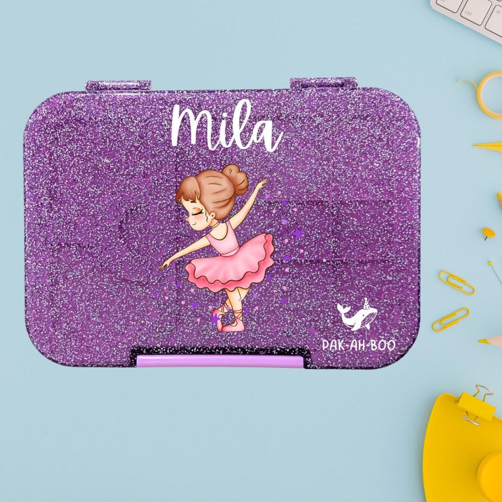 Personalised Purple Glitter Ballerina kids bento lunch box with name – PAK-AH-BOO Funbox Medium 710ml – photo 3
