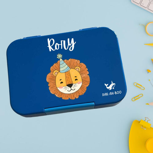 Personalised Party Lion kids bento lunch box with name – PAK-AH-BOO Funbox Medium 710ml