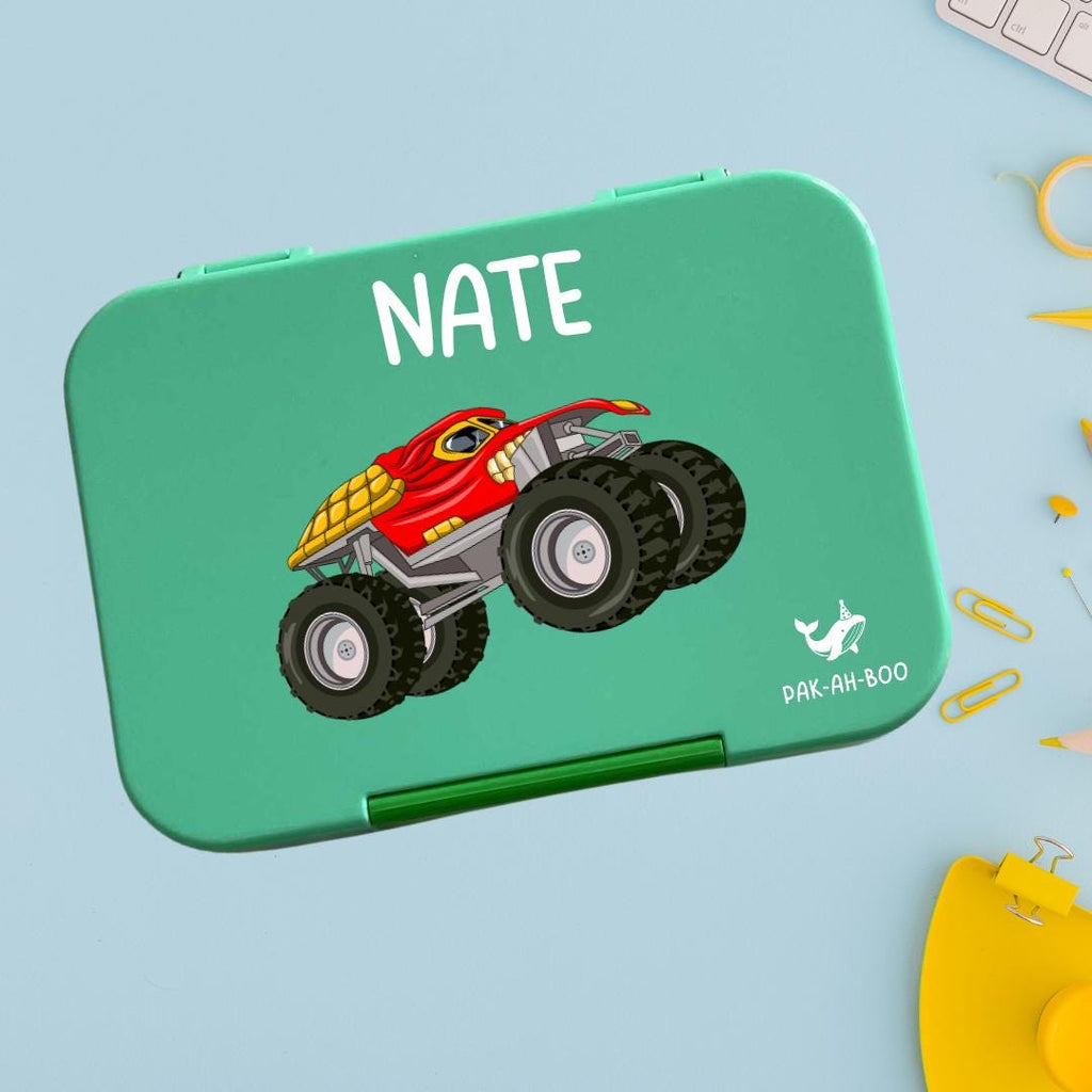Personalized Monster Truck Kids Bento Box: Tritan 4/6 Compartment Tray