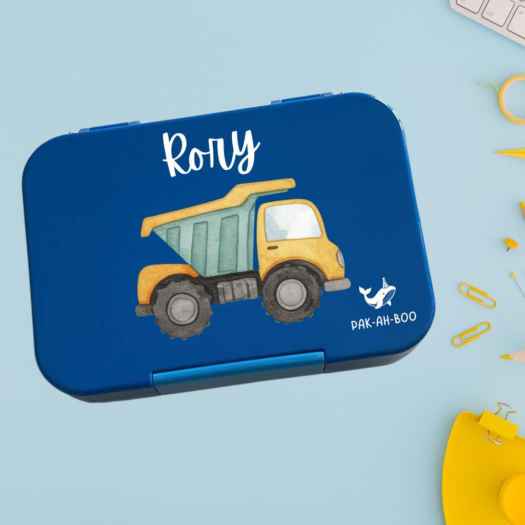 Personalized Kids Bento Box: Dumper truck Design, Medium, Leakproof 4-6 Compartment TRITAN Lunch Box for School & Daycare
