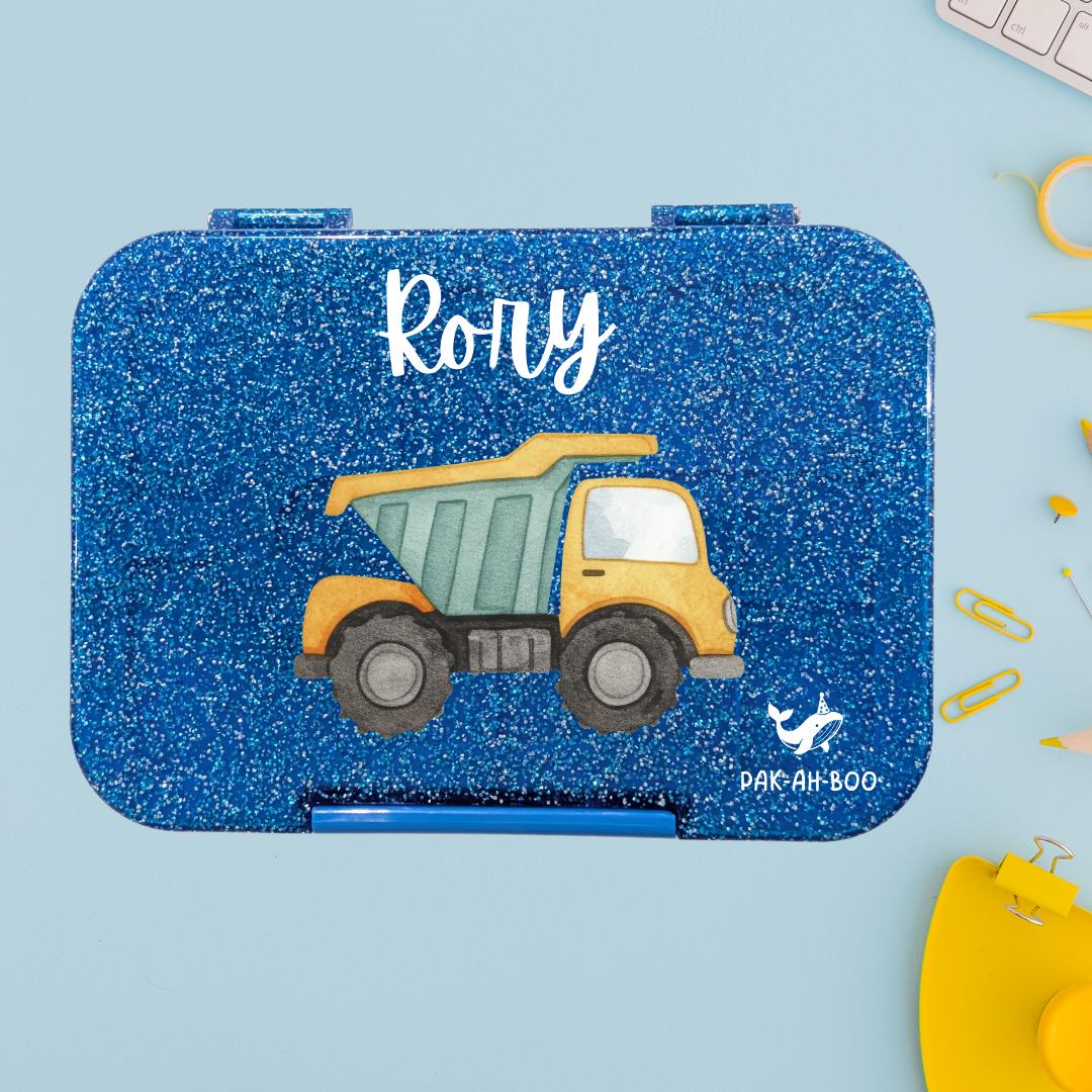 Personalized Kids Bento Box: Dumper truck Design, Medium, Leakproof 4-6 Compartment TRITAN Lunch Box for School & Daycare