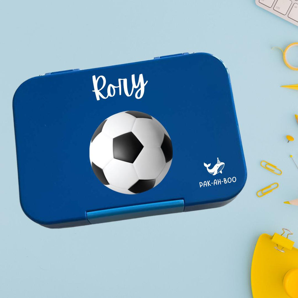 Personalized Kids Bento Box: Soccer Design, Medium, Leakproof 4-6 Compartment TRITAN Lunch Box for School & Daycare