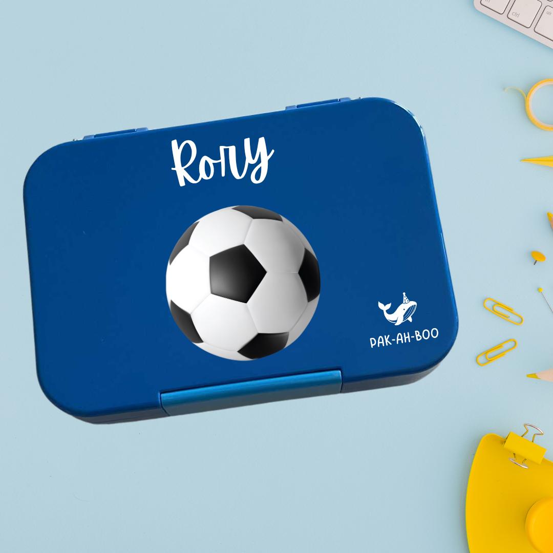 Personalized Kids Bento Box: Soccer Design, Medium, Leakproof 4-6 Compartment TRITAN Lunch Box for School & Daycare