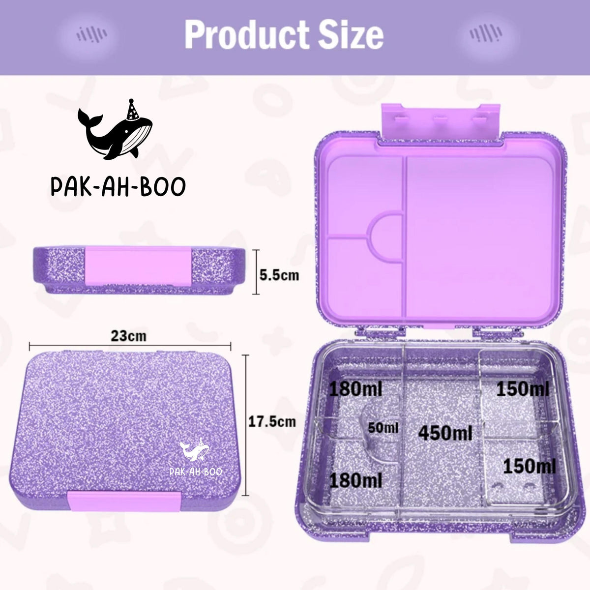 Personalised Glitter Rainbow Fairy large kids bento lunch box with name – PAK-AH-BOO Funbox Large 1160ml – photo 7
