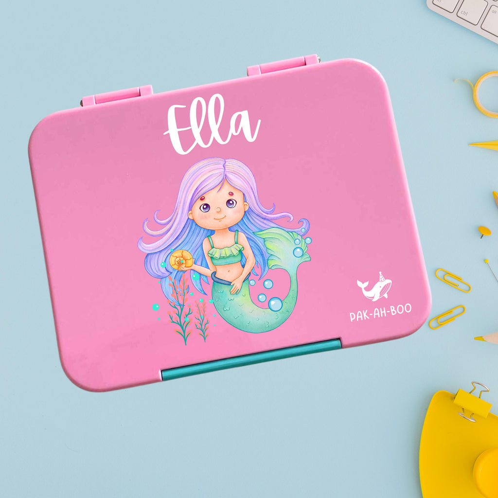 Personalised Mermaid large kids bento lunch box with name – PAK-AH-BOO Funbox Large 1160ml