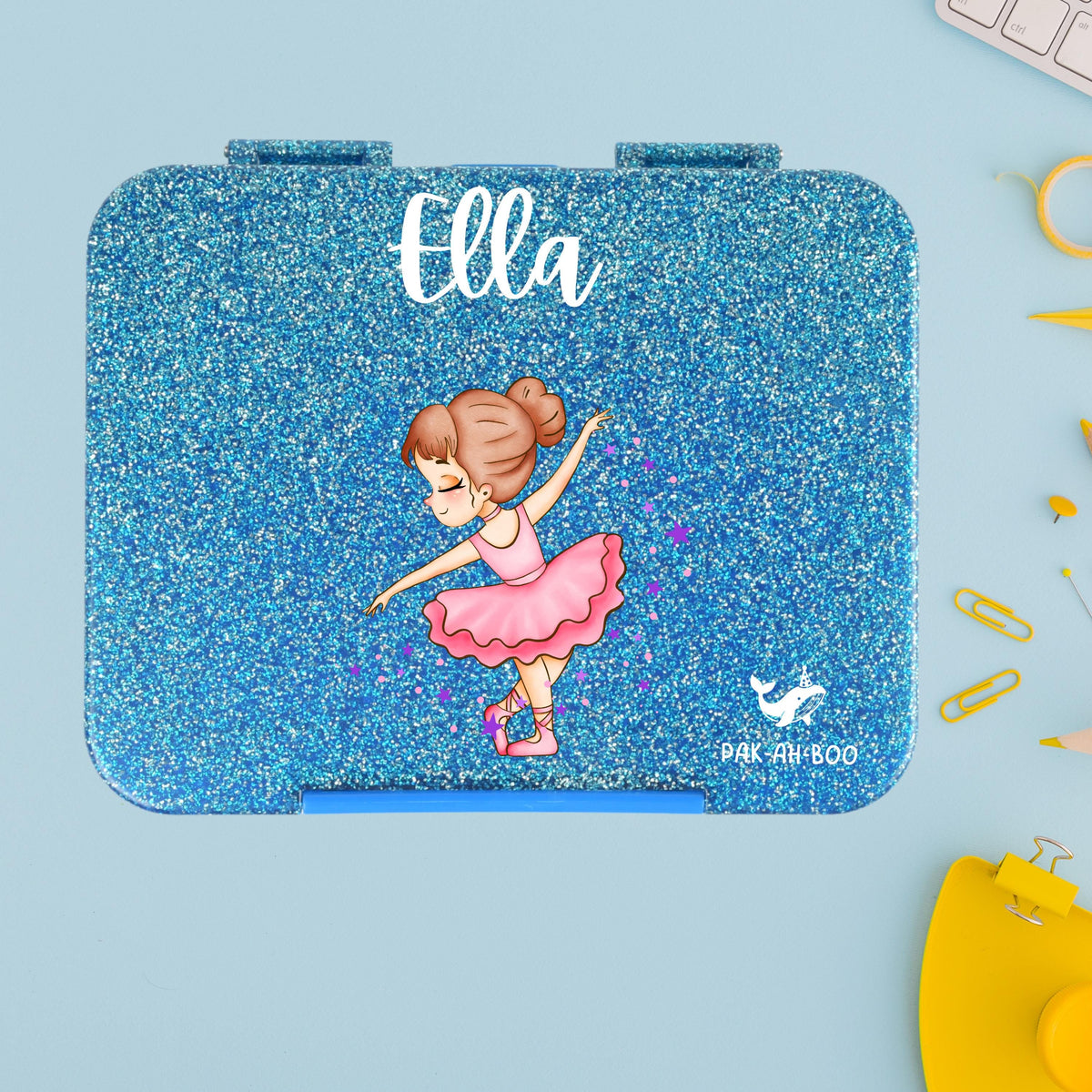 Personalised Ballerina large kids bento lunch box with name – PAK-AH-BOO Funbox Large 1160ml