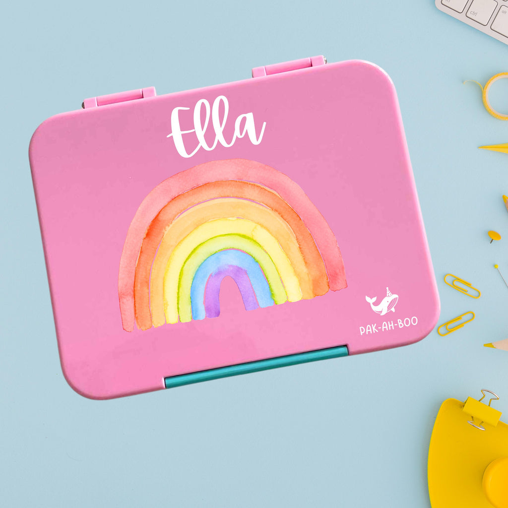 Personalised Rainbow large kids bento lunch box with name – PAK-AH-BOO Funbox Large 1160ml