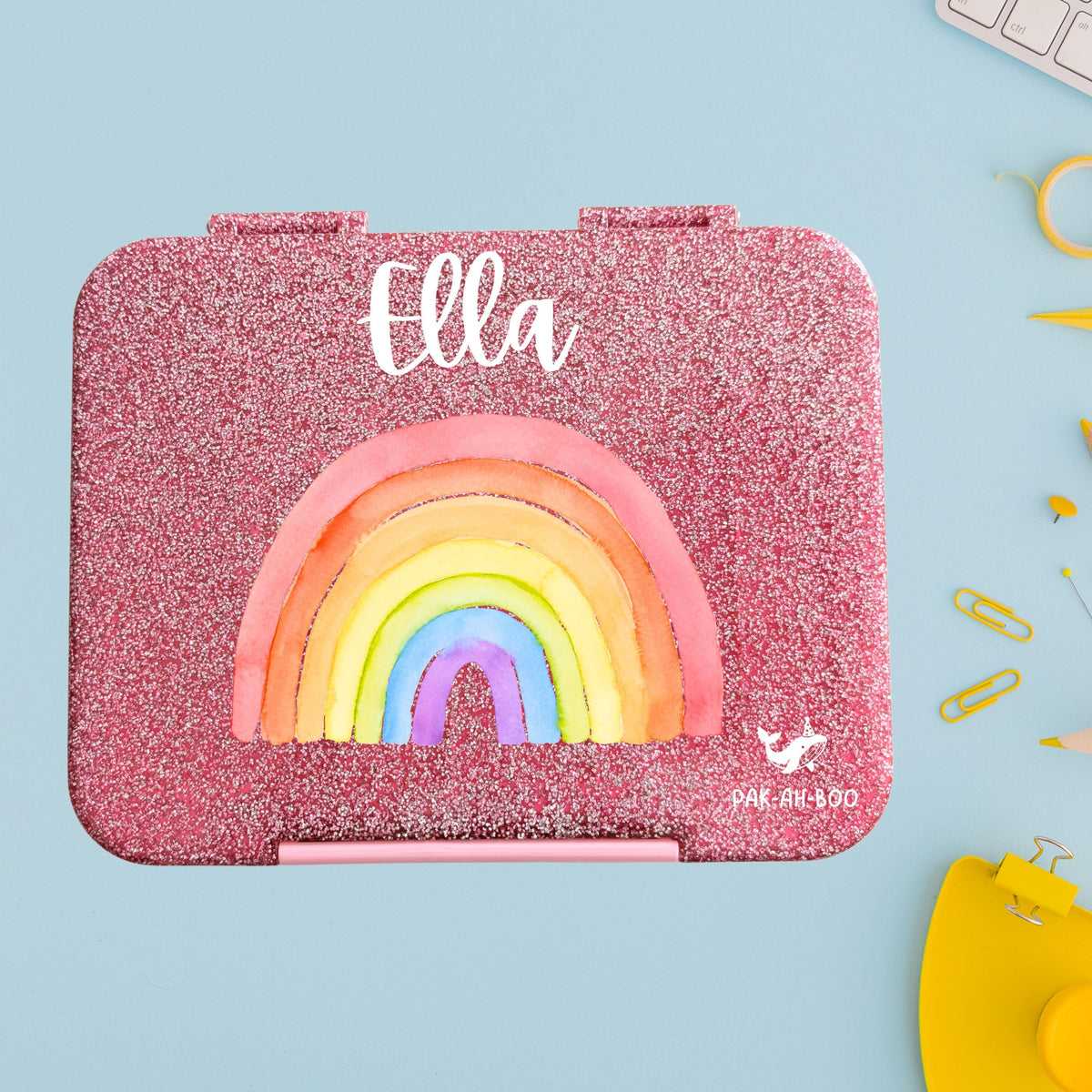 Personalised Rainbow large kids bento lunch box with name – PAK-AH-BOO Funbox Large 1160ml – photo 3