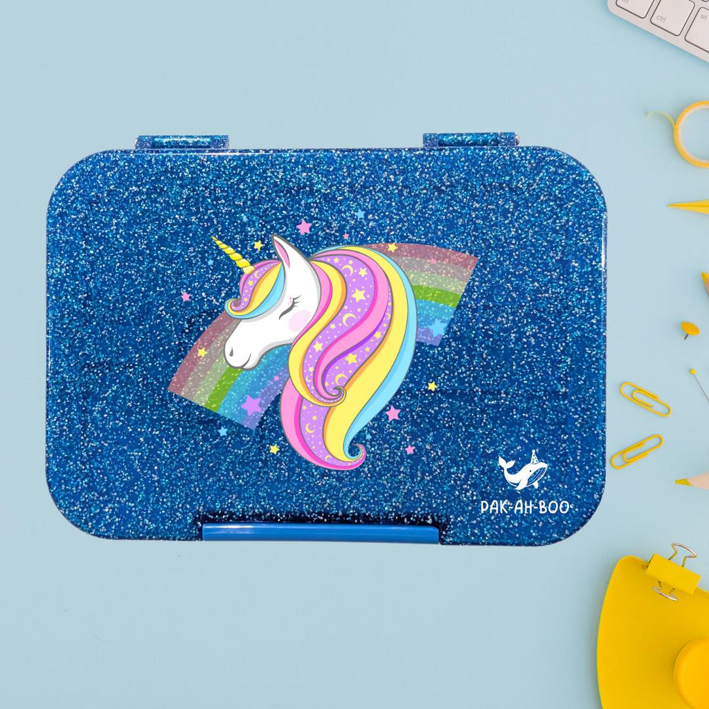 Personalized Kids Bento Box: Unicorn Design, Medium, Leakproof 4-6 Compartment TRITAN Lunch Box for School & Daycare