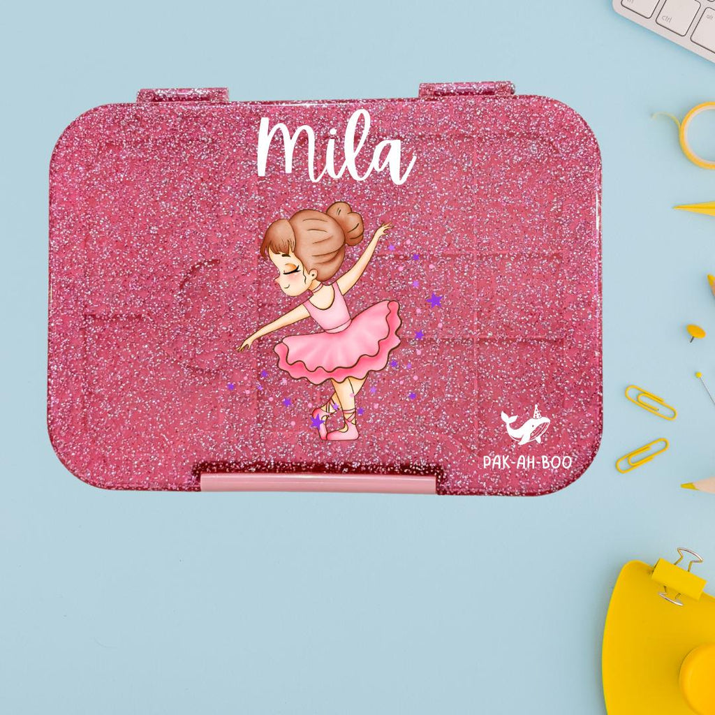 Personalised Purple Glitter Ballerina kids bento lunch box with name – PAK-AH-BOO Funbox Medium 710ml – photo 2