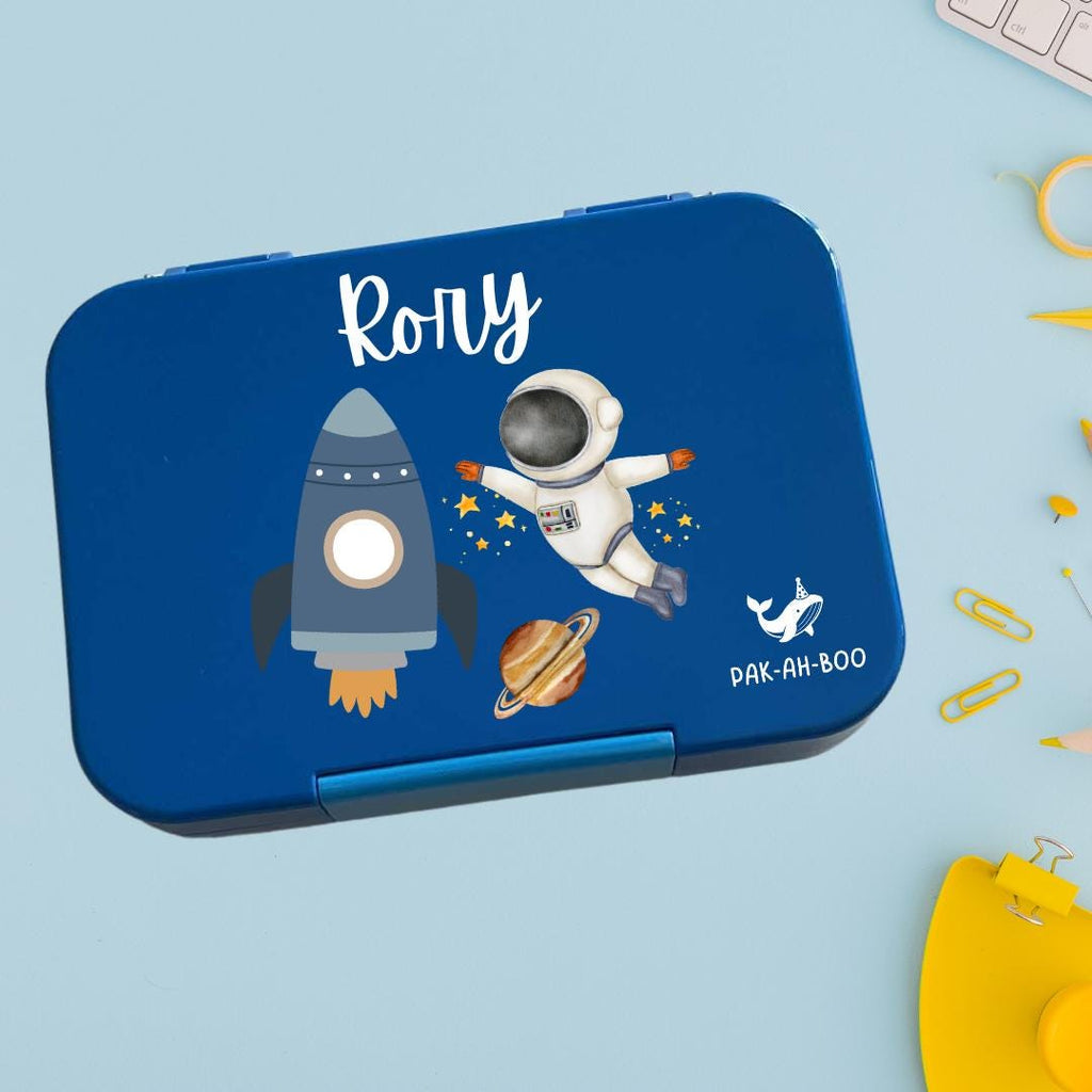 Personalized Kids Bento Box: Astronaut space Design, Medium, Leakproof 4-6 Compartment TRITAN Lunch Box for School & Daycare