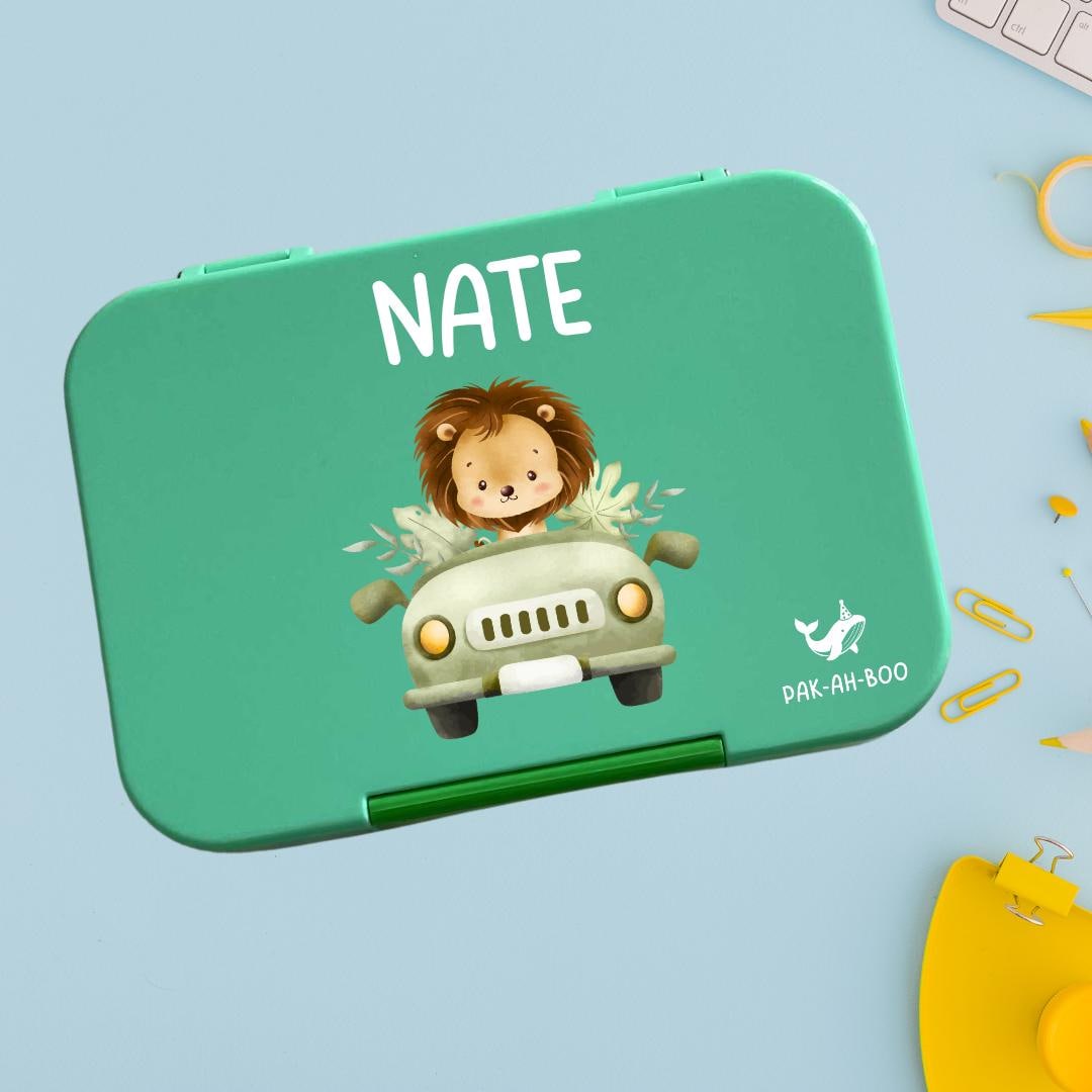 Personalized Kids Bento Box: Jungle Design, Medium, Leakproof 4-6 Compartment TRITAN Lunch Box for School & Daycare