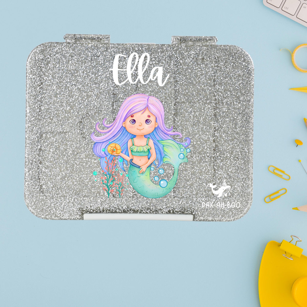 Personalised Mermaid large kids bento lunch box with name – PAK-AH-BOO Funbox Large 1160ml – photo 4