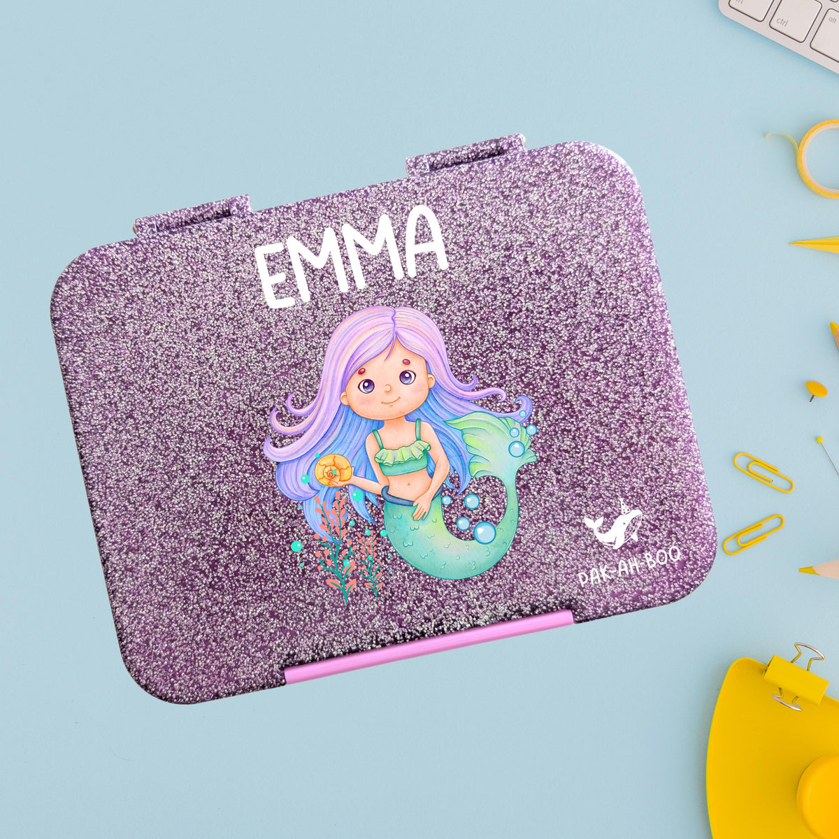 Personalised Mermaid large kids bento lunch box with name – PAK-AH-BOO Funbox Large 1160ml – photo 2