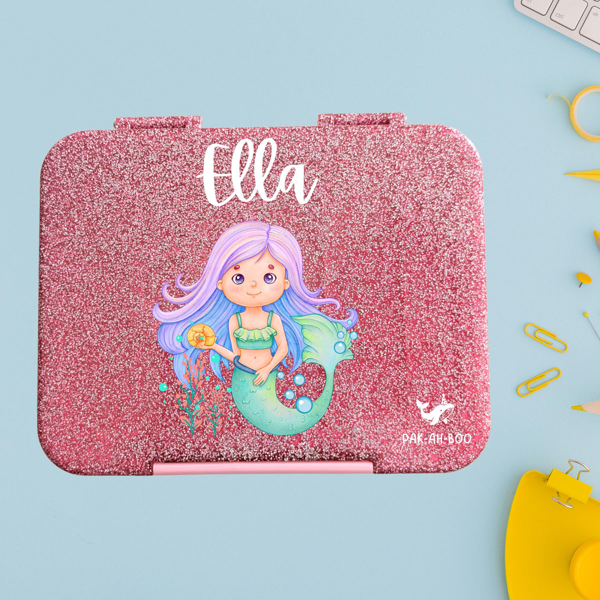 Personalised Mermaid large kids bento lunch box with name – PAK-AH-BOO Funbox Large 1160ml – photo 3