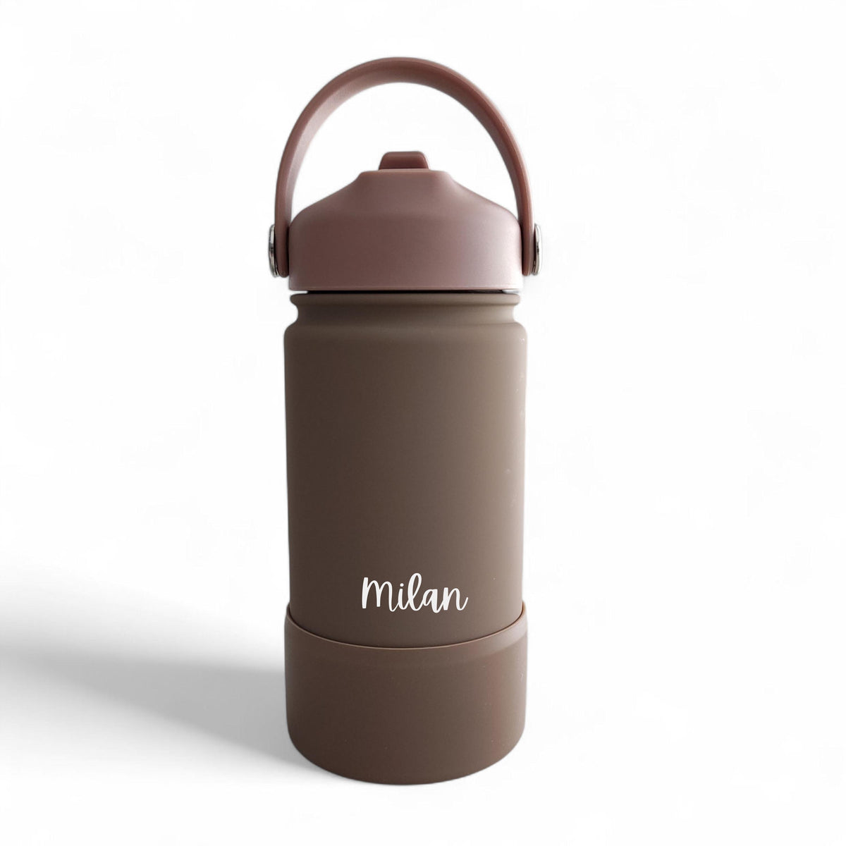 PAK-AH-BOO engraved name water bottle 400ml – Cream Brown