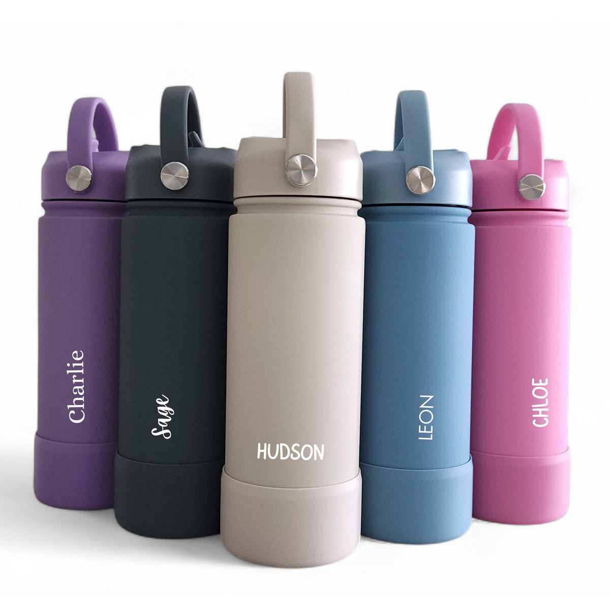 PAK-AH-BOO 500ml engraved stainless steel drink bottles in 5 colours