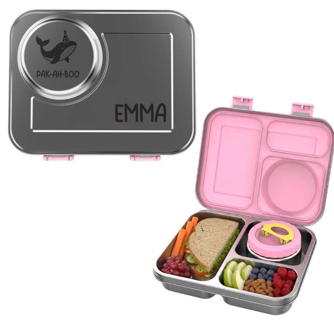 Personalised engraved stainless steel bento lunch box with insulated food jar – PAK-AH-BOO ThermoBox – photo 2