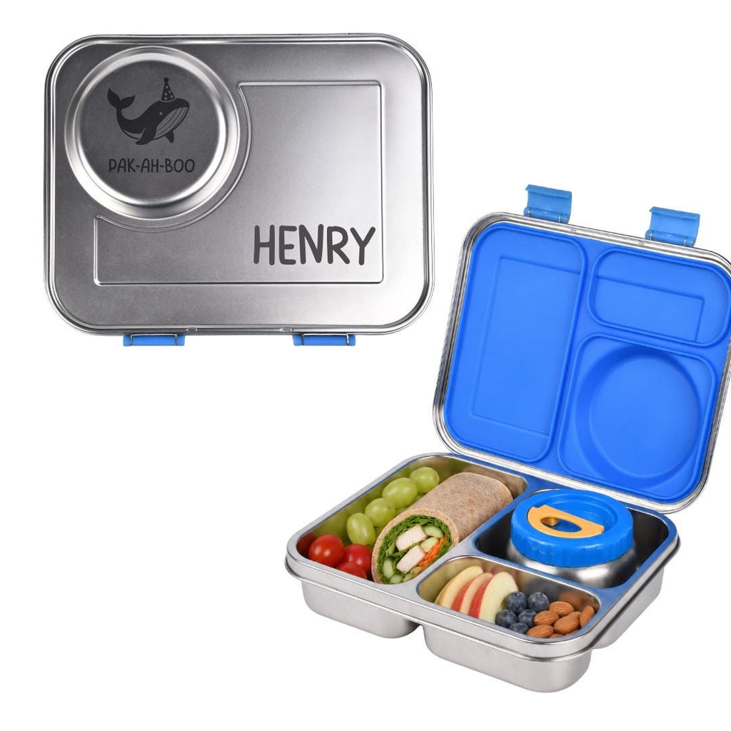 Personalised engraved stainless steel bento lunch box with insulated food jar – PAK-AH-BOO ThermoBox