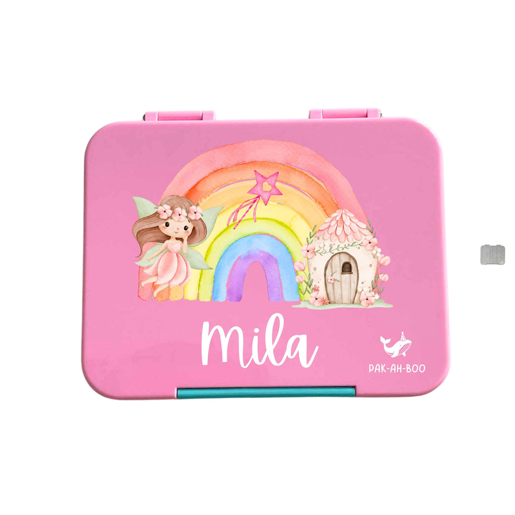 Personalised Rainbow Fairy large kids bento lunch box with name – PAK-AH-BOO Funbox Large 1160ml