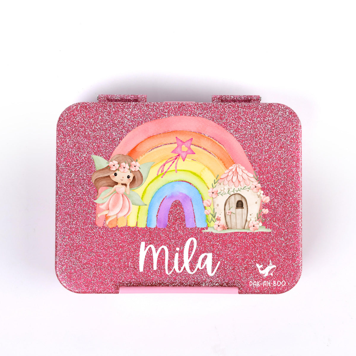 Personalised Glitter Rainbow Fairy large kids bento lunch box with name – PAK-AH-BOO Funbox Large 1160ml – photo 3