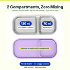 Mini Snack Pod compartments – 130ml snack compartment and 70ml dip compartment with leakproof silicone lid, 200ml total
