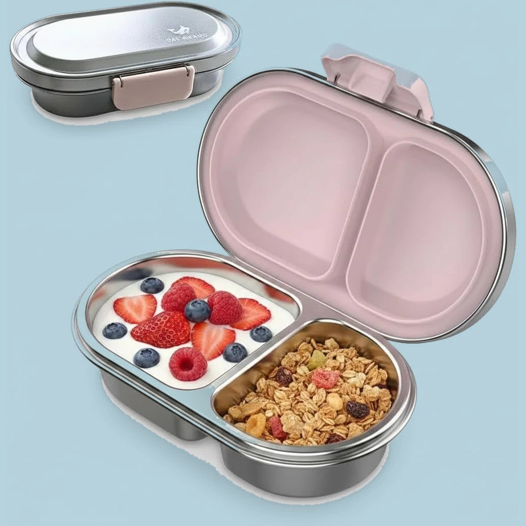 PAK-AH-BOO MunchiiBox stainless steel snack box for kids – Pink